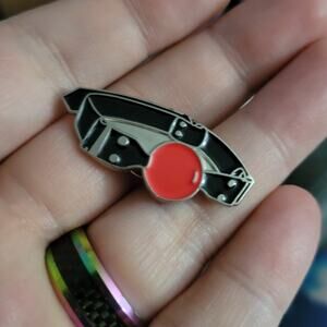Ball gag enamel lapel pin